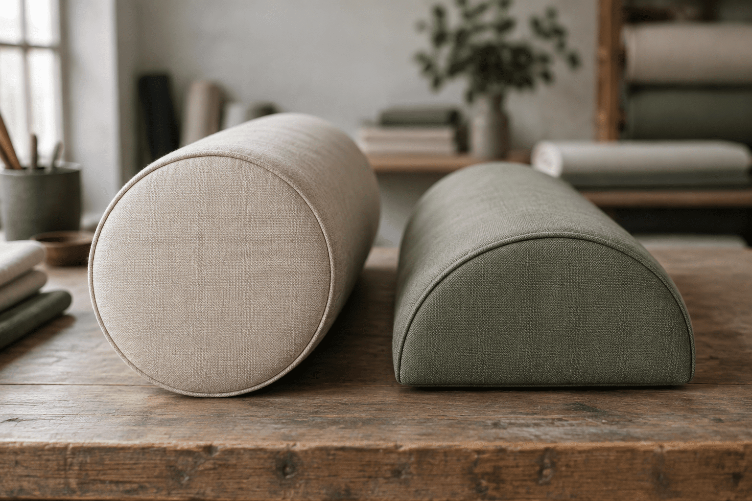 Round Sticker Fade Bolster Cushions: Cylinders, Half-Rounds & Wedges