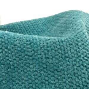 Plush Chenille solid fabric swatch in Cyan-blue — indoor cushion upholstery option