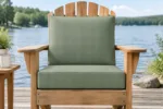 Custom adirondack chair cushions construction close-up — foam core, fabric and stitching detail