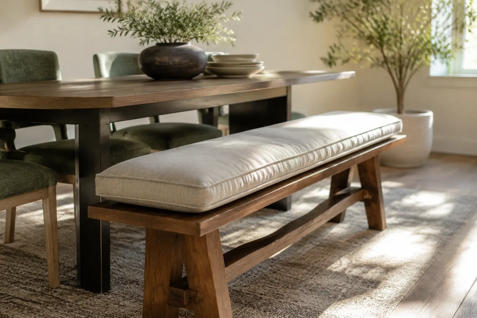 Measuring for custom bench cushions — dimensions taken edge to edge for an exact factory cut