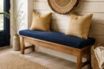 Custom indoor bench cushion tailored to the wooden bench, made to your measurements