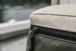 Custom boat cushions construction close-up — foam core, fabric and stitching detail
