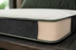 Custom chair cushions construction close-up — foam core, fabric and stitching detail