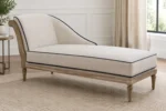 Custom outdoor chaise lounge cushions construction close-up — foam core, fabric and stitching detail