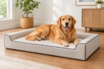 Measuring for custom dog bed cushions — dimensions taken edge to edge for an exact factory cut