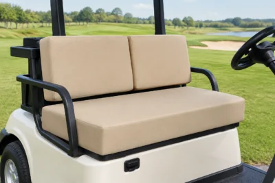 Custom golf cart cushions, made to your measurements — tailored scene