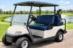 Measuring for custom golf cart cushions — dimensions taken edge to edge for an exact factory cut