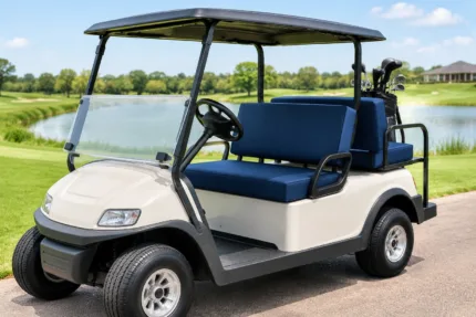Measuring for custom golf cart cushions — dimensions taken edge to edge for an exact factory cut