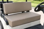Custom golf cart cushions construction close-up — foam core, fabric and stitching detail