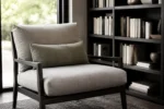 Measuring for custom lounge chair cushions — dimensions taken edge to edge for an exact factory cut