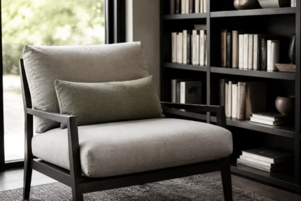 Measuring for custom lounge chair cushions — dimensions taken edge to edge for an exact factory cut