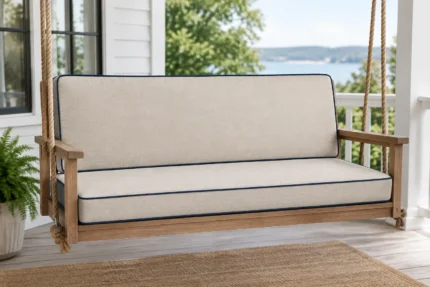 Custom porch swing cushions, made to your measurements — tailored scene