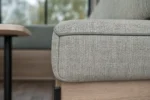 Custom camper cushions construction close-up — foam core, fabric and stitching detail