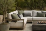 Measuring for custom outdoor sectional cushions — dimensions taken edge to edge for an exact factory cut