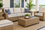 Custom wicker chair cushions, made to your measurements — tailored scene