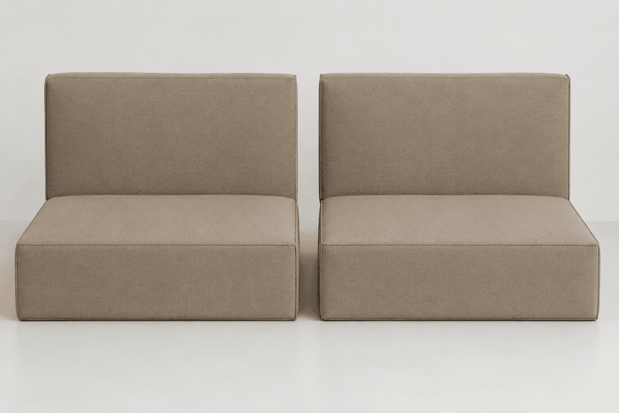 Wedge massage bolster and half-round knee bolster shown side by side with a tape measure
