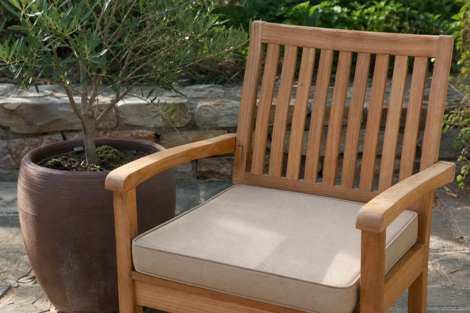 18 x 20 patio cushions — rectangular replacement pads for teak patio chairs