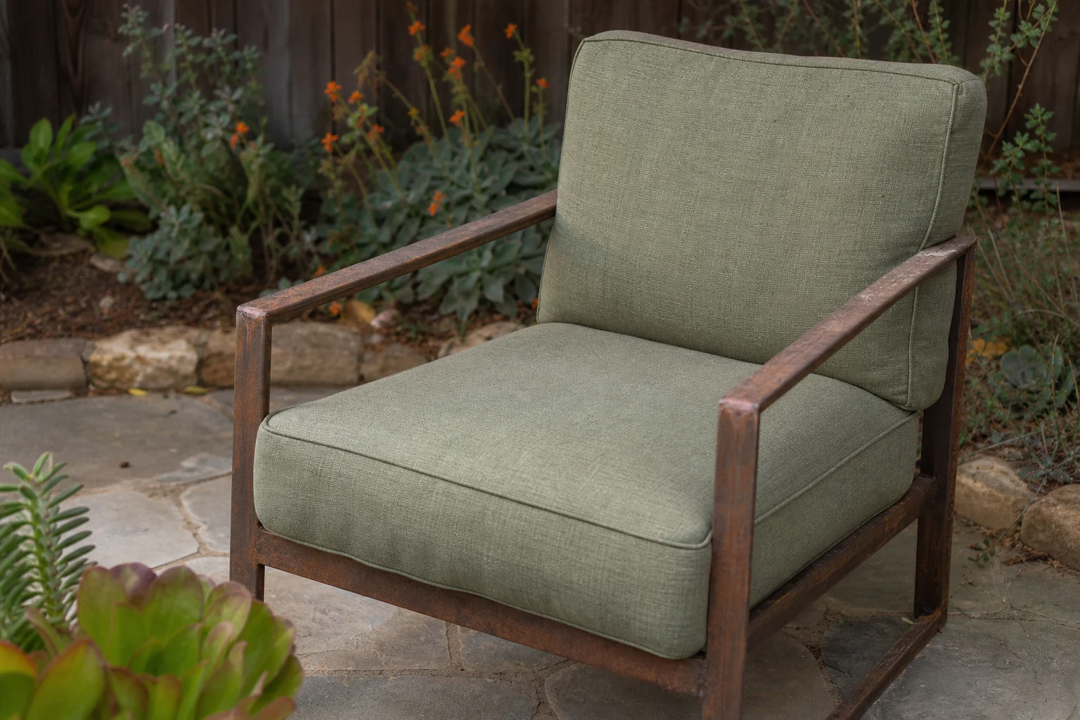 21 x 21 outdoor cushions — thick square replacement pads for patio armchairs