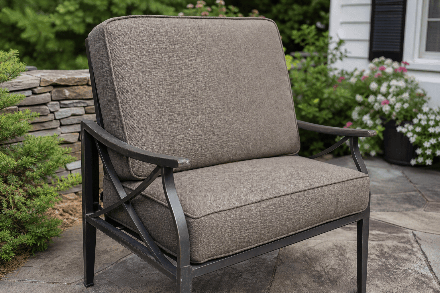 24 x 26 outdoor cushions — deep rectangular replacement pads for high-back patio chairs