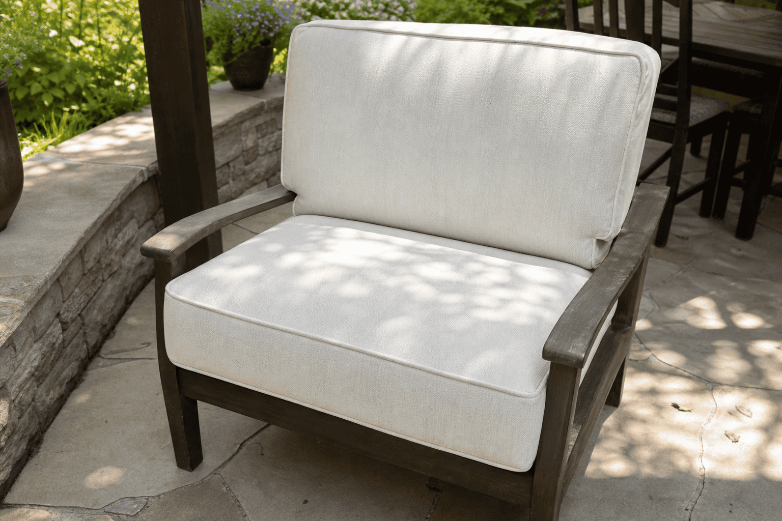 25 x 25 outdoor cushions — extra-thick square replacement pads for patio armchairs