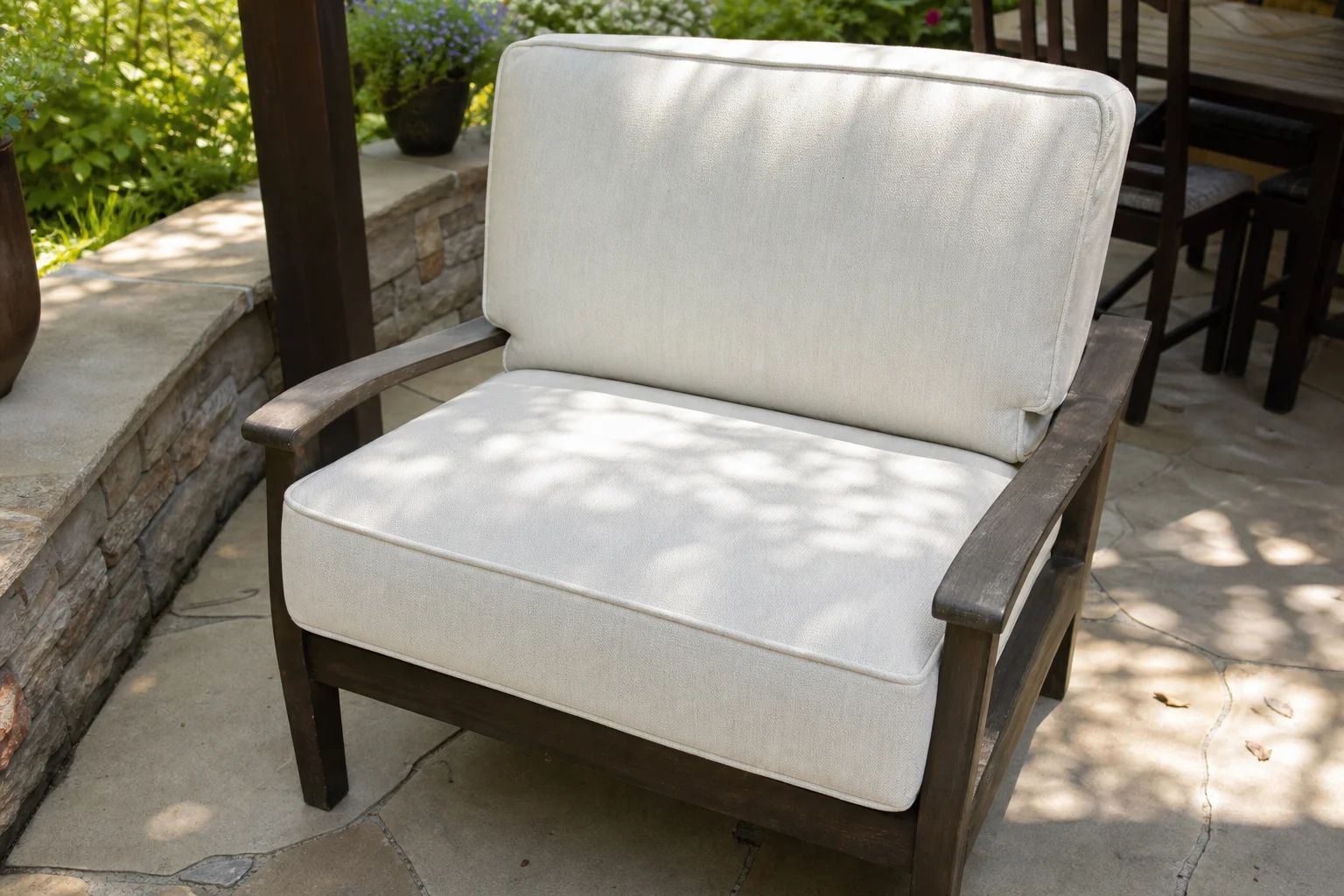 25 x 25 outdoor cushions — extra-thick square replacement pads for patio armchairs