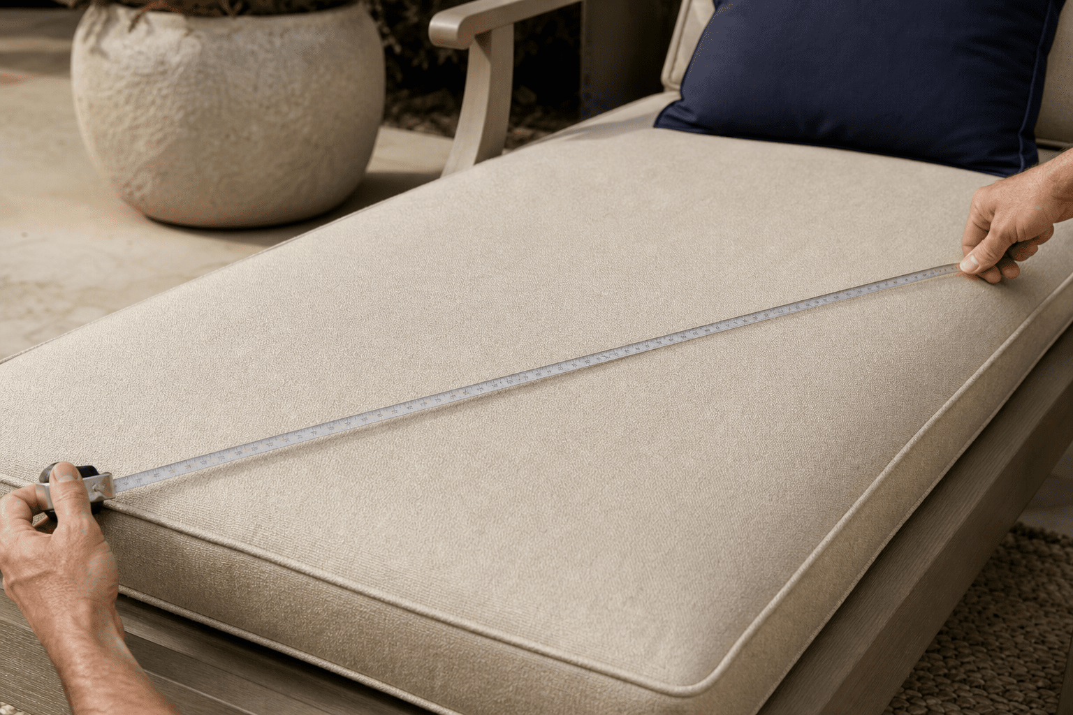 How Do You Measure a One-Piece Hinged Chaise Cushion