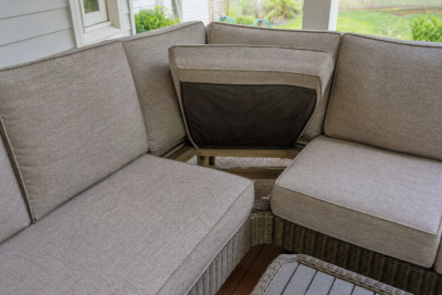 Custom L-shaped cushions — tailored pads for sectional corner seating, made to your measurements