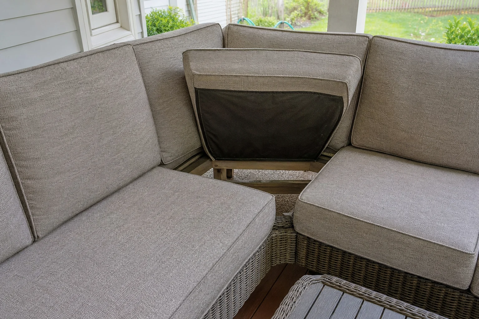 Custom L-shaped cushions — tailored pads for sectional corner seating, made to your measurements