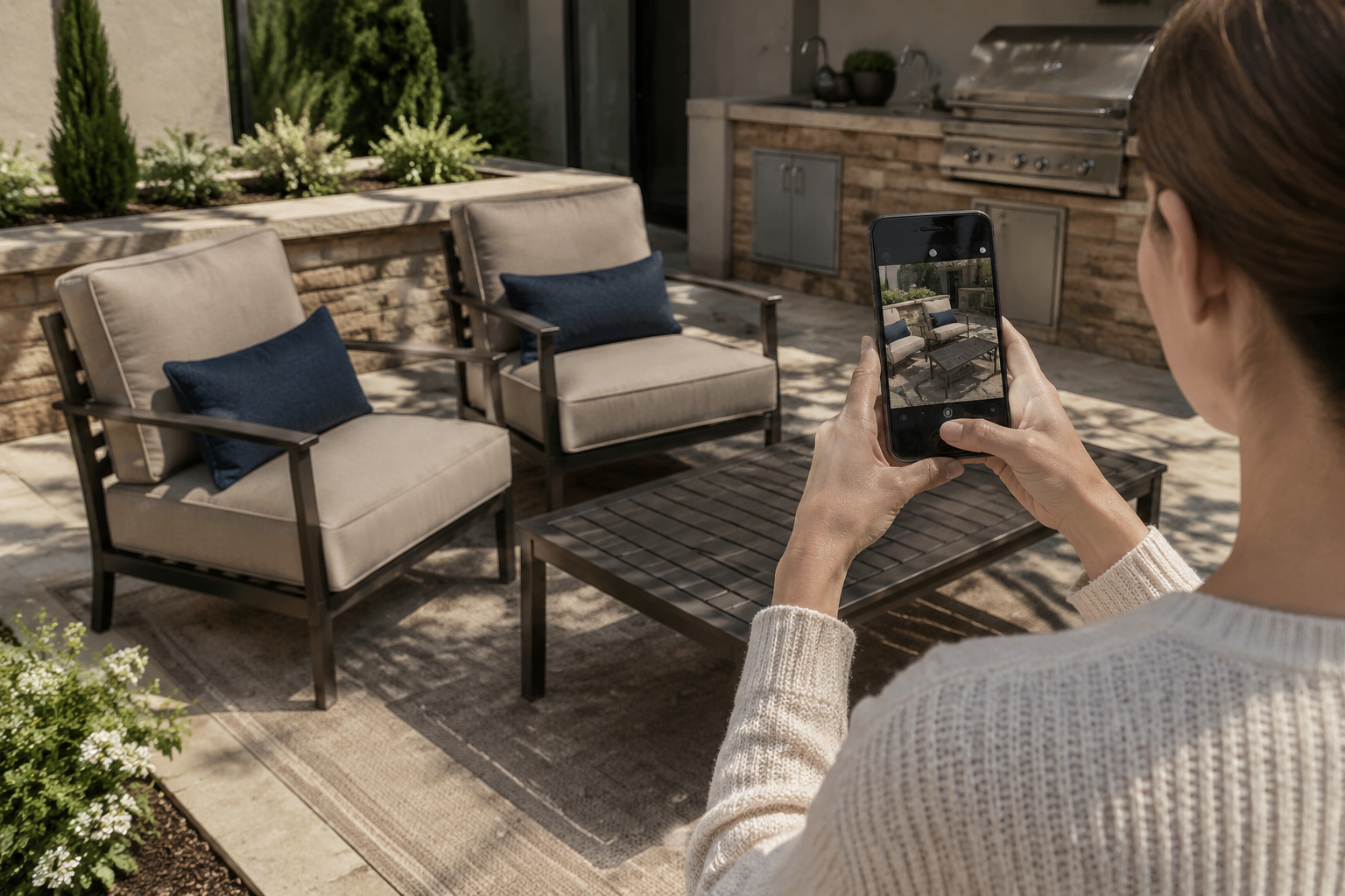 Photographing a patio furniture set to identify the series when the tag and receipt are gone