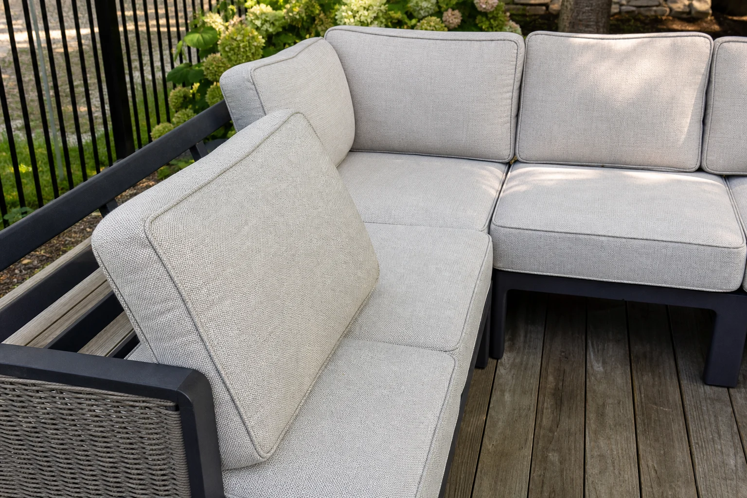 Hampton Bay Beverly replacement cushions — deep-seating modular sectional, cut to OEM series dimensions