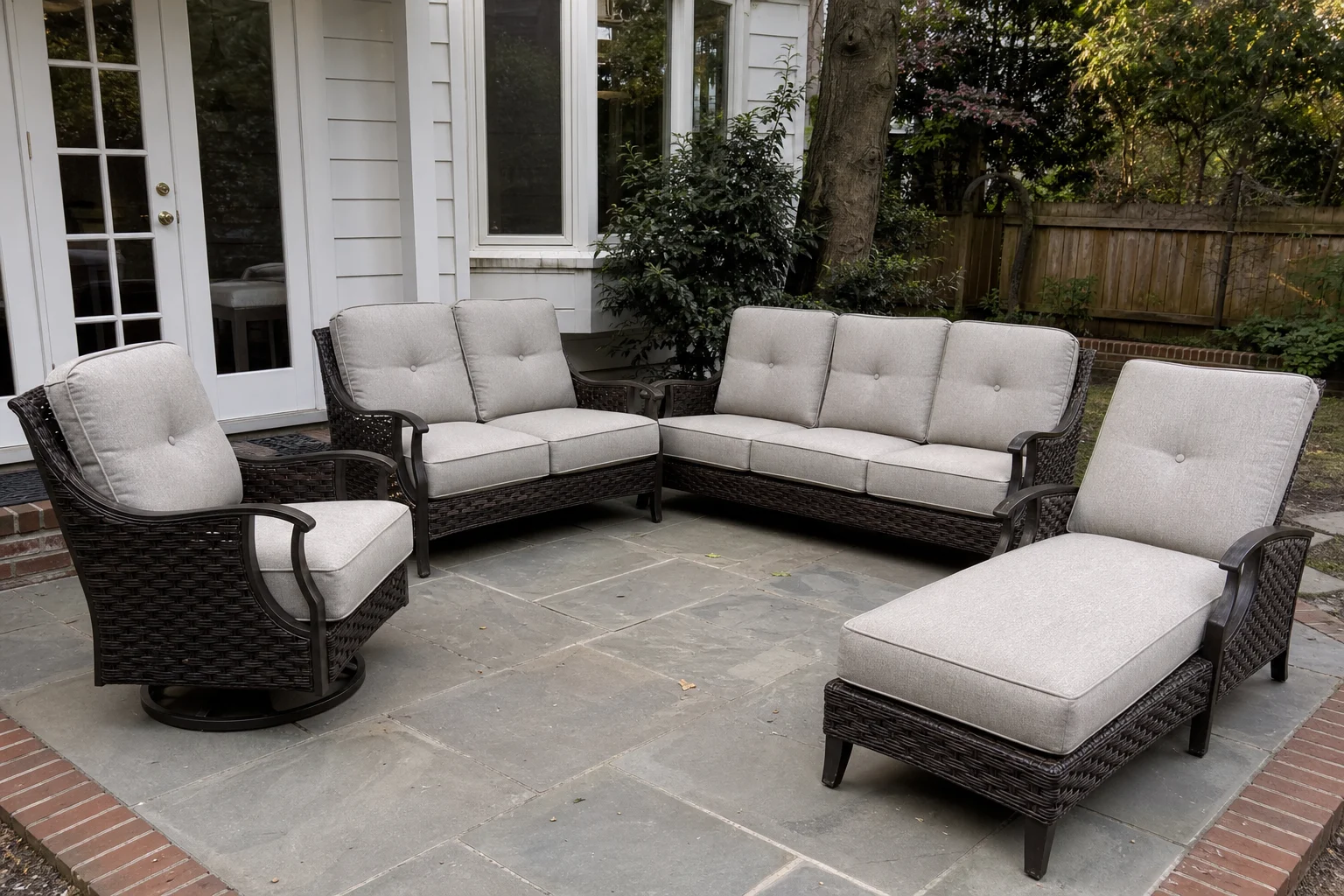 Hampton Bay Spring Haven replacement cushions — deep-seating patio group, cut to OEM series dimensions