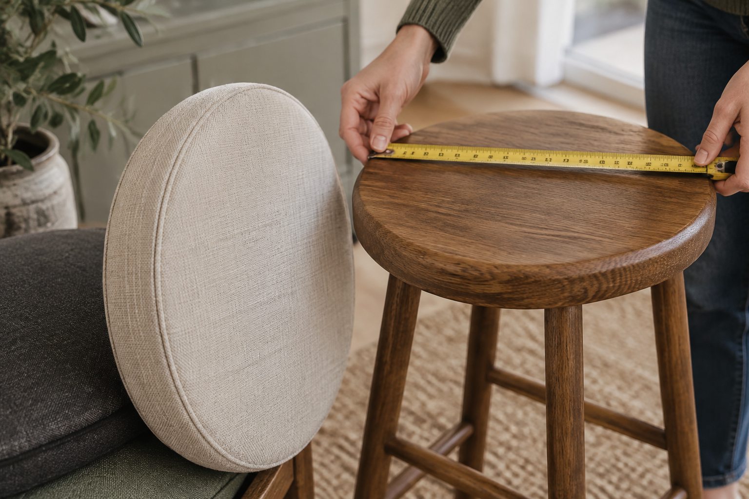 Measuring a round seat deck diameter with a tape through center