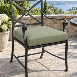 Single 20 x 24 custom outdoor cushion on a patio chair