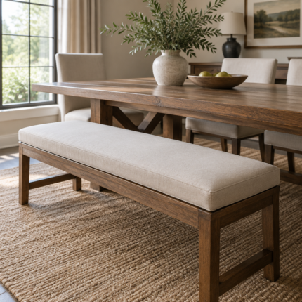 Dining room bench with a new custom bench cushion