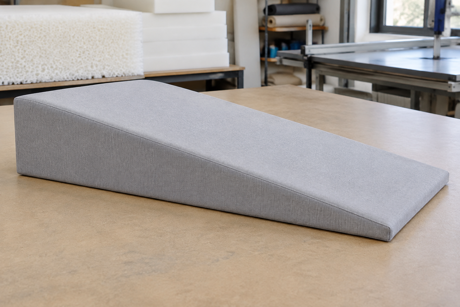 Cross-section of high-density firm foam cut for massage bolsters