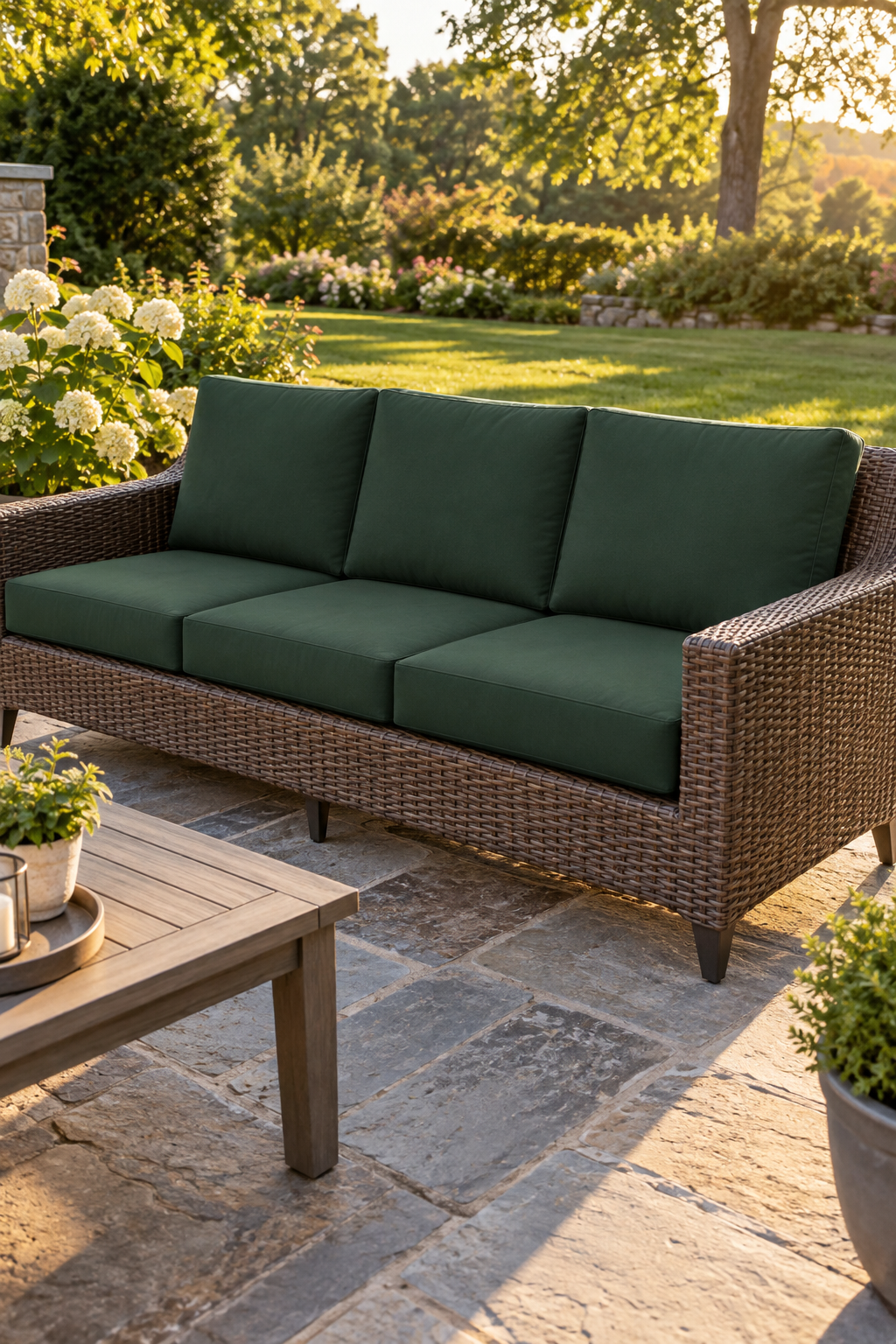 How to find your Hampton Bay model number — patio chair flipped to read the white label under the seat frame