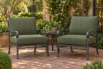 OW Lee Creighton replacement cushions - forged metal deep seating club chairs with new fern green cushions
