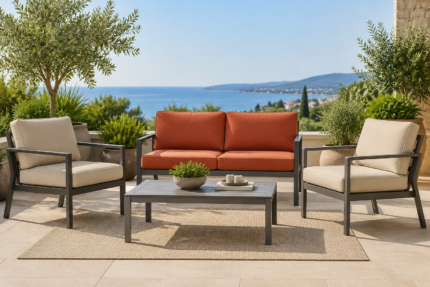 Sunbrella replacement cushions - patio conversation set refreshed with vivid fade-resistant cushions