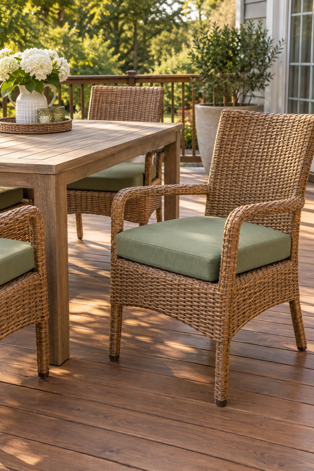 How to find your Hampton Bay model number — patio chair flipped to read the white label under the seat frame