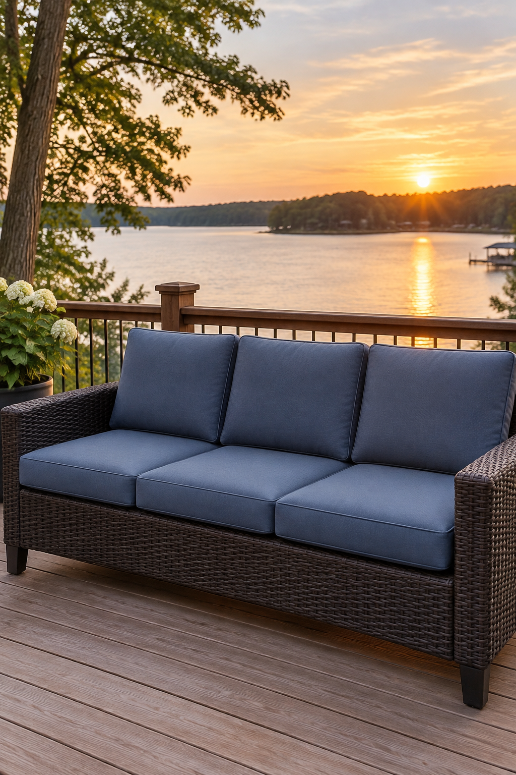 Measuring the seating width between arms of a patio chair with a steel tape