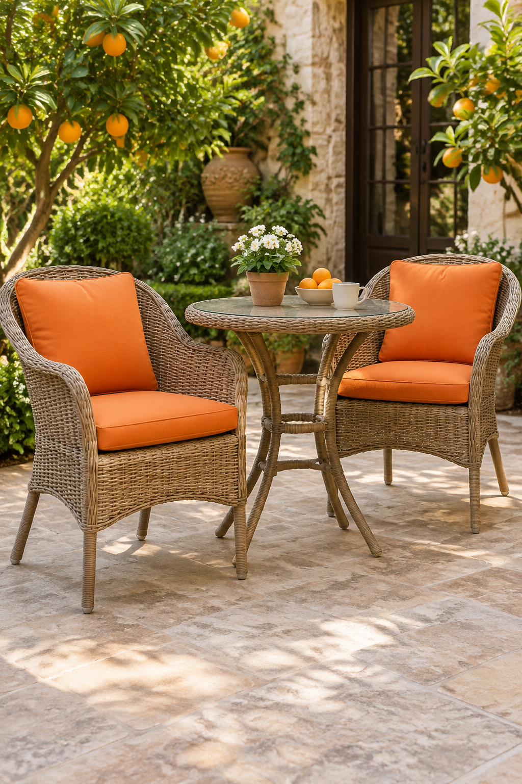 How to find your Hampton Bay model number &mdash; patio chair flipped to read the white label under the seat frame