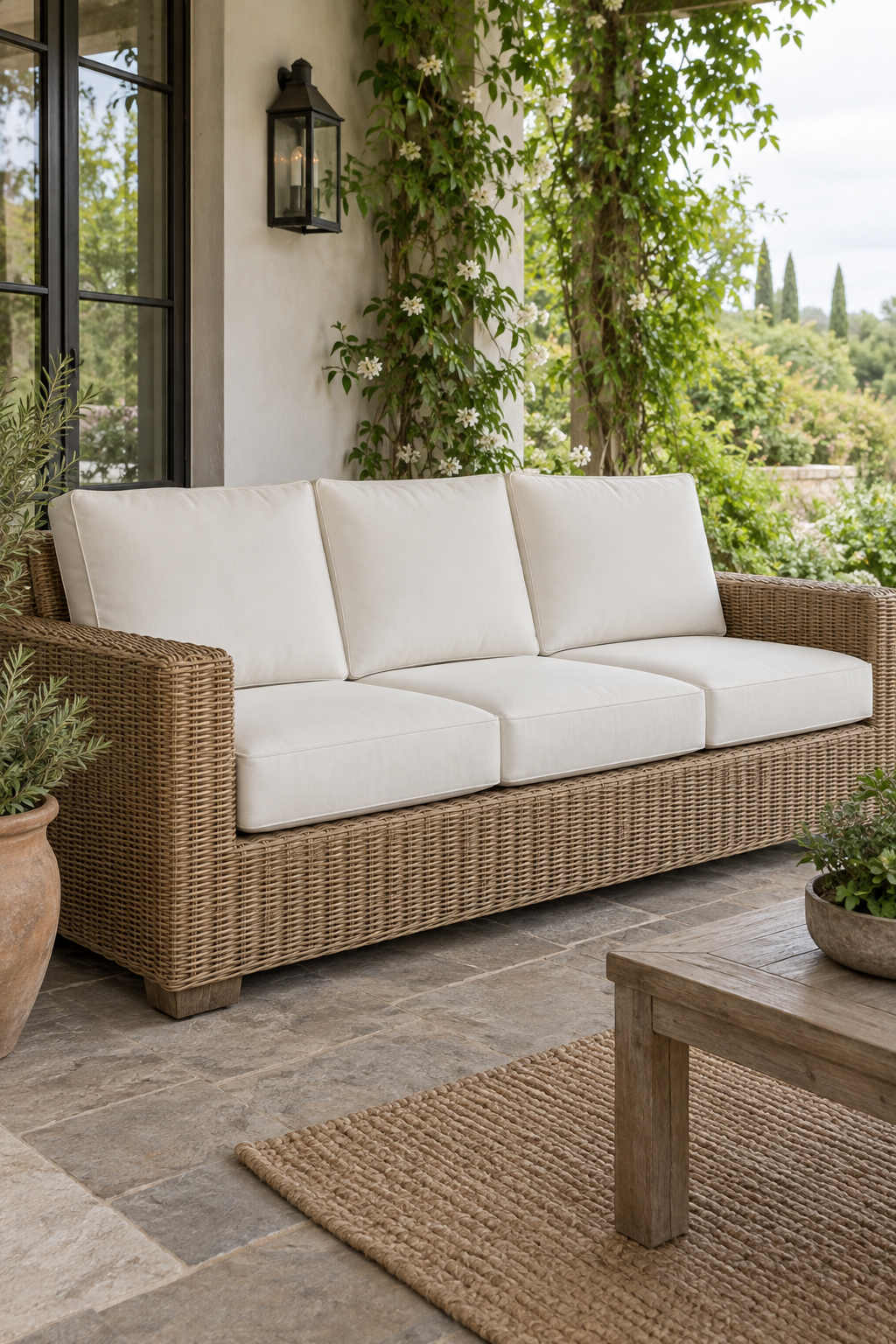 How to find your Hampton Bay model number &mdash; patio chair flipped to read the white label under the seat frame