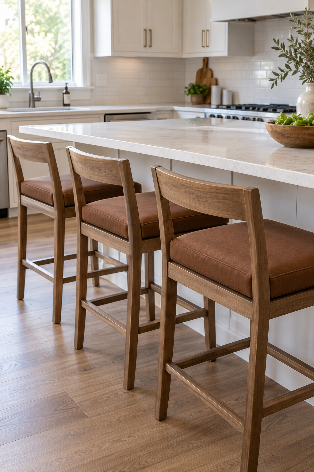 Custom bar stool cushions, made to your measurements — tailored scene