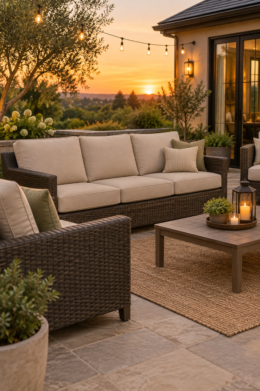 How to find your Hampton Bay model number — patio chair flipped to read the white label under the seat frame