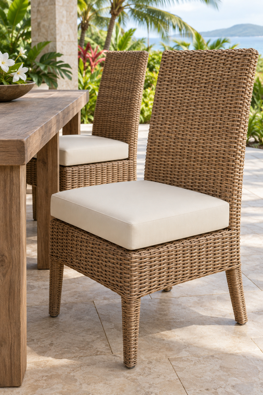 How to find your Hampton Bay model number &mdash; patio chair flipped to read the white label under the seat frame