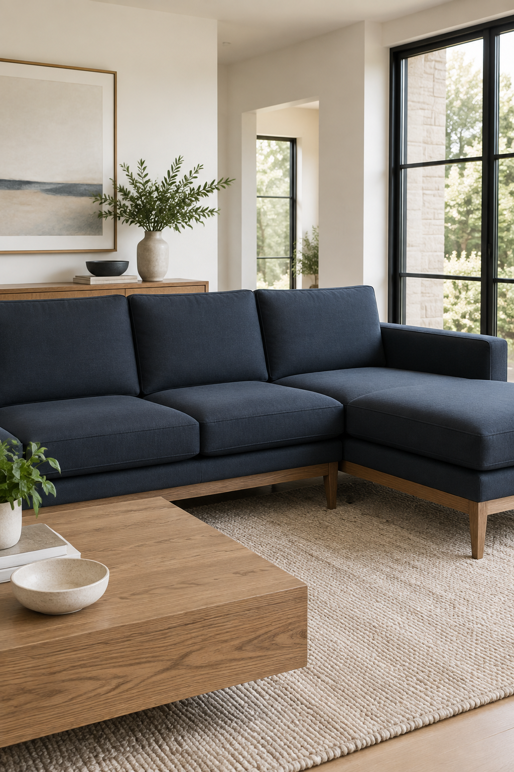 Measuring for custom outdoor sectional cushions — dimensions taken edge to edge for an exact factory cut