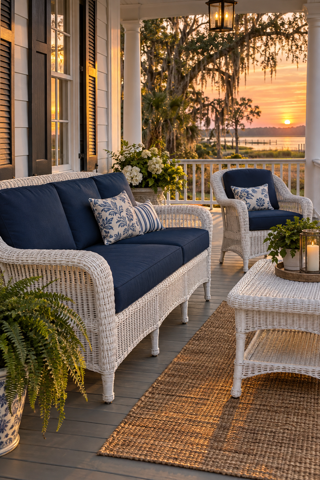 How to find your Hampton Bay model number — patio chair flipped to read the white label under the seat frame